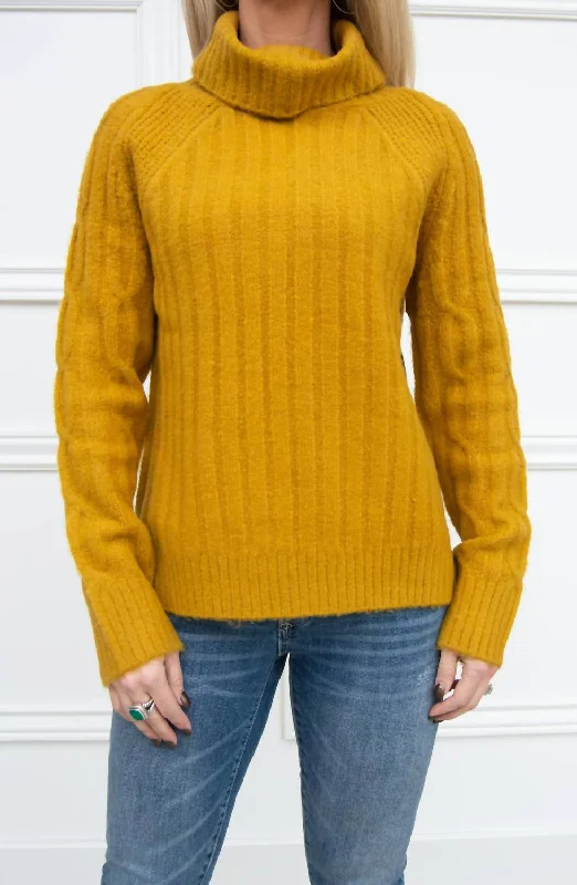 Can't Miss Cable Knit Sweater In Dijon
