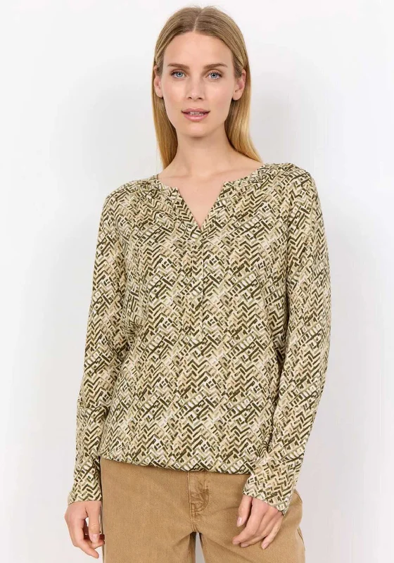 Savings Galore Soyaconcept Felecity V Cut Out Blouse, Olive Green