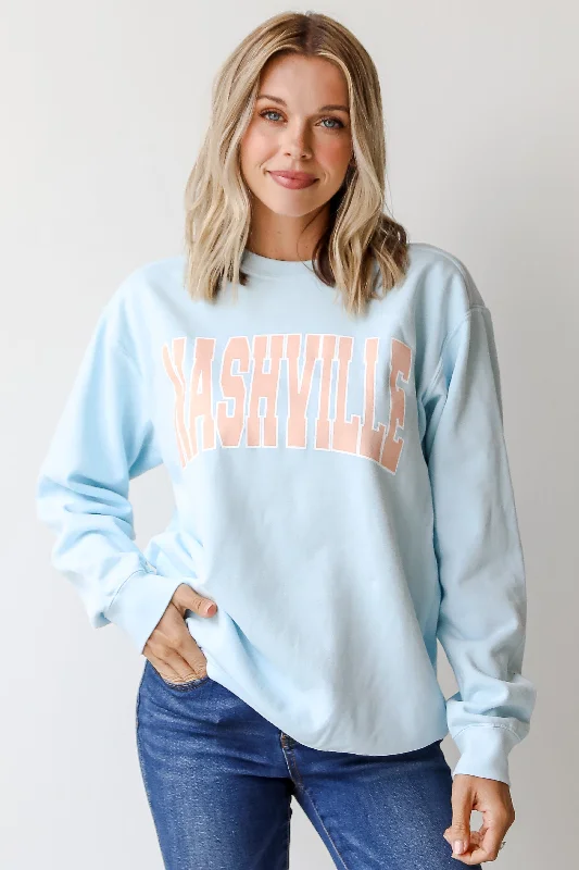 Mega Sale Light Blue Nashville Sweatshirt