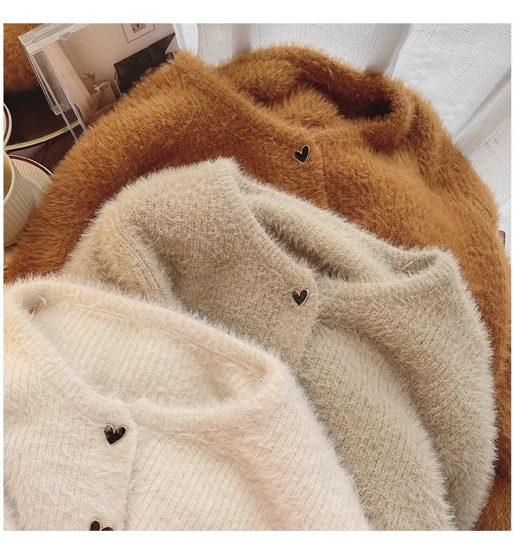 Reduced Prices round neck sweater jacket for women soft knitted cardigan     S4809