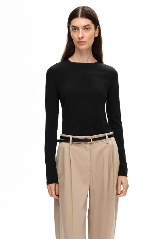 Top Pick Selected Femme Cora Round Neck Top, Black