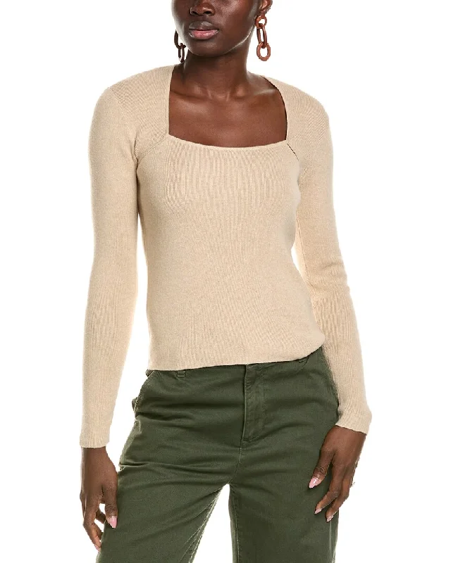 Weekend Bargains to Indulge In 27 Miles Malibu womens  Square Neck Cashmere-Blend Pullover, xs, Brown