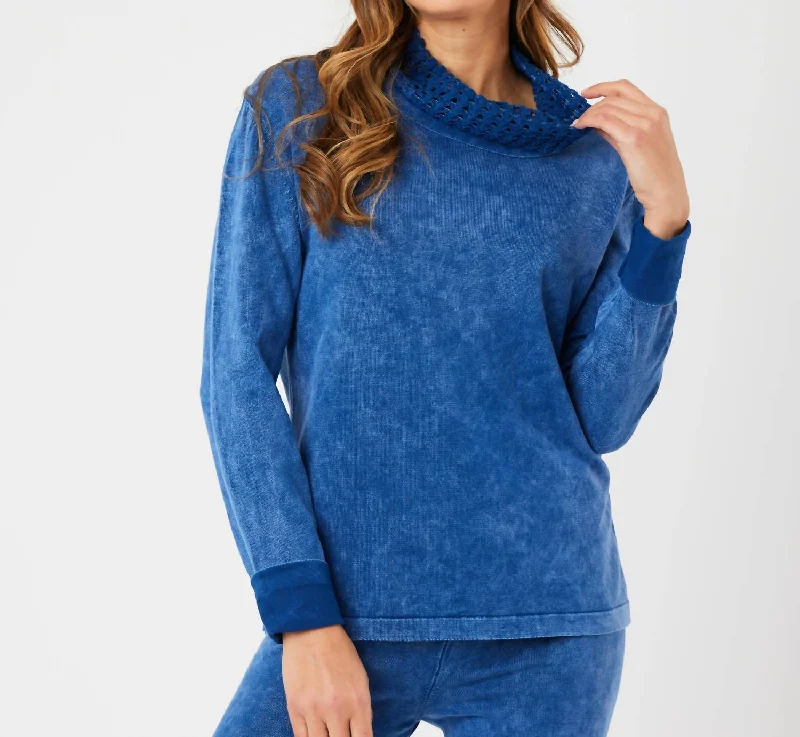 Weekend Deal Cowl Neck Sweater In Denim