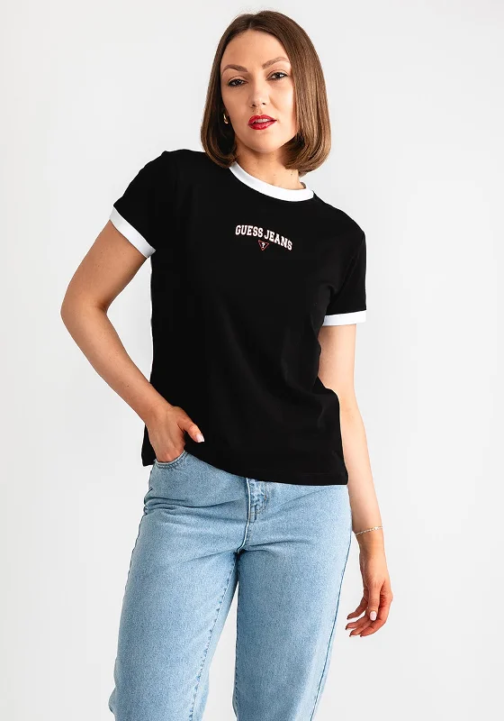 Reduced Rates Guess Jeans Womens Classic Signature T-Shirt, Black