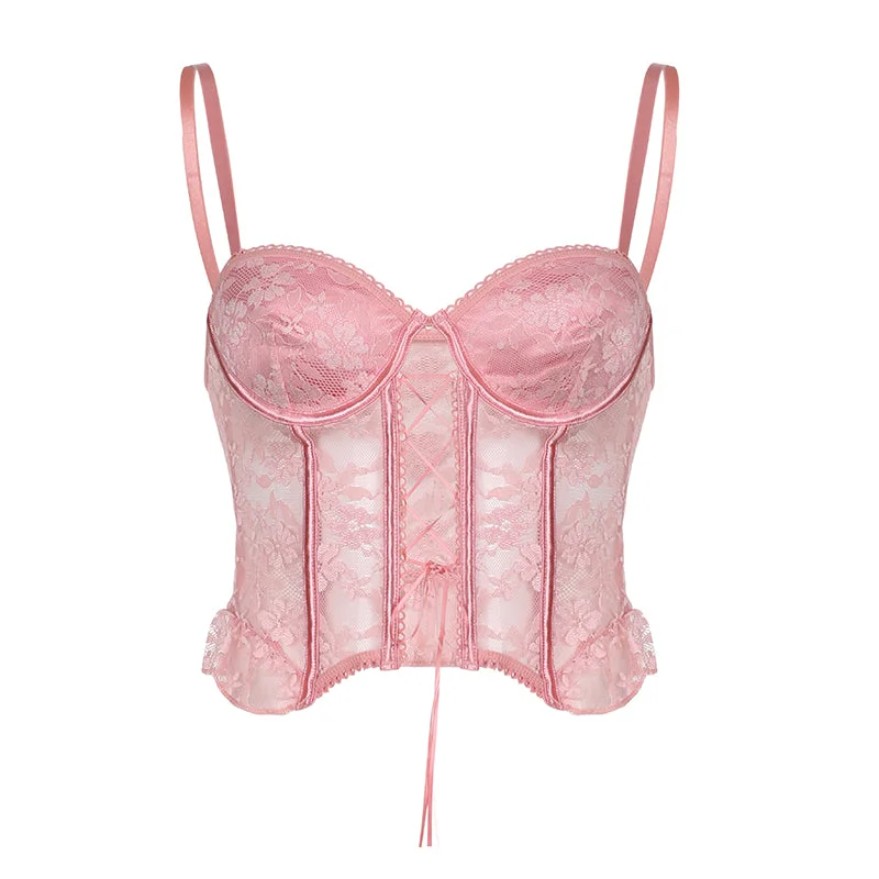 Weekend Extravaganza: Shop Now Romantic fishbone lace stitching camisole corset PL53450