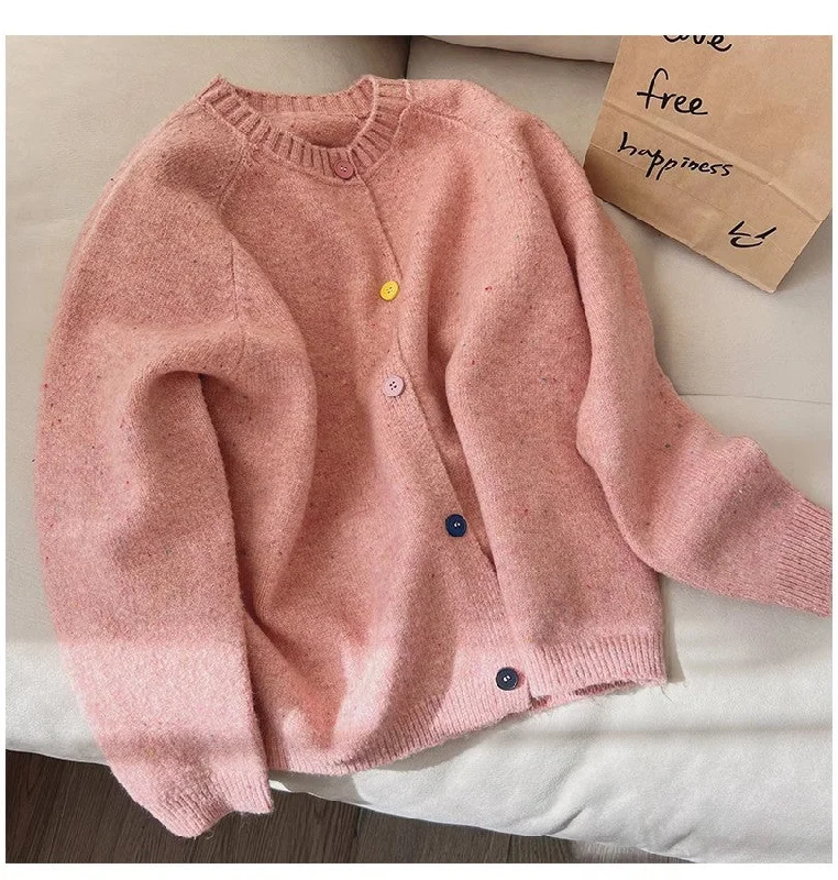 Unwind with Weekend Discounts Round neck long-sleeved sweater jacket for women soft knitted cardigan S4834 Unwind with Weekend Discounts Round neck long-sleeved sweater jacket for women soft knitted cardigan S4834