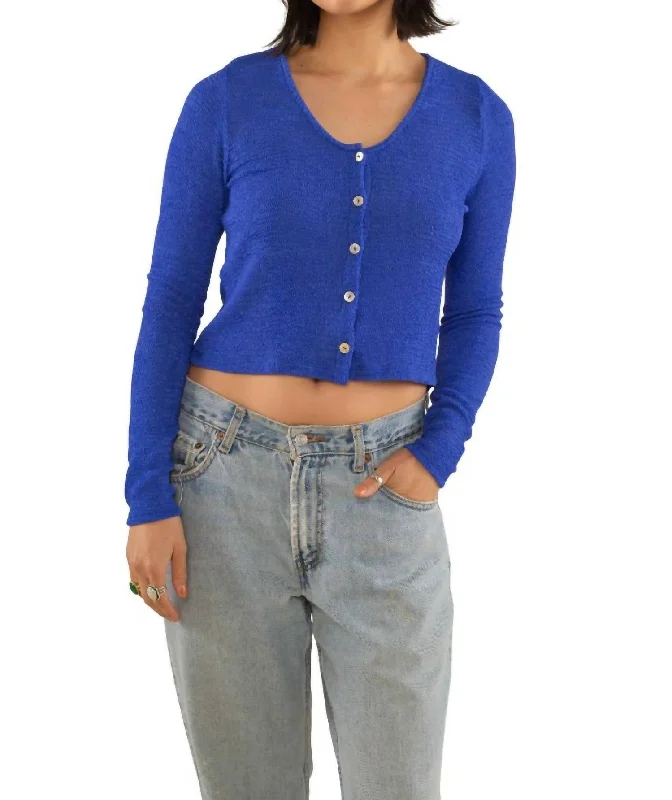 Early Access Ty Textured Cardigan In Royal Blue
