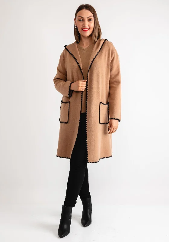 Sale Alert Serafina Collection Scallop Trim Knit Cardigan, Camel