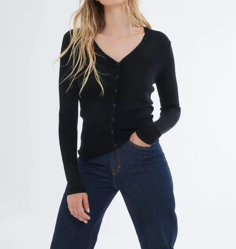 Season Finale Sale Soft Touch V-Neck Cardigan In Black