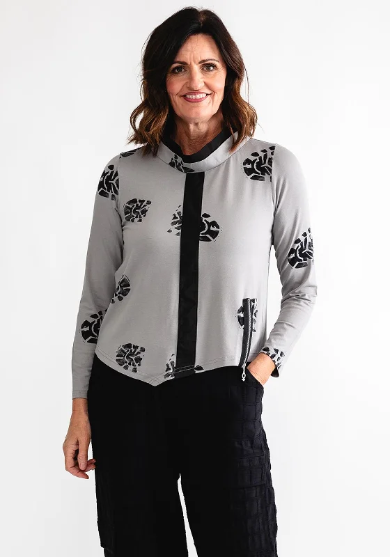 Referral Discount My Soul Print Pattern Top, Grey & Black