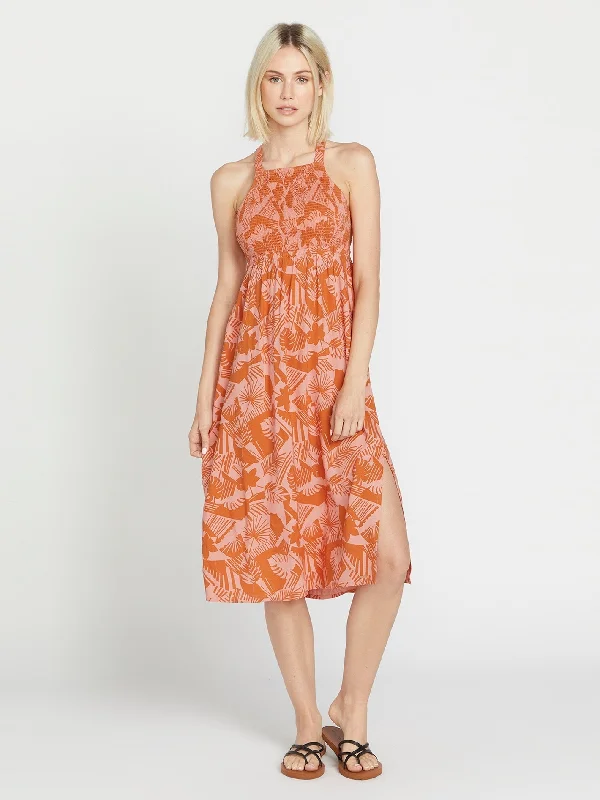 Deep Discounts Off Tropic Dress - Burnt Sienna
