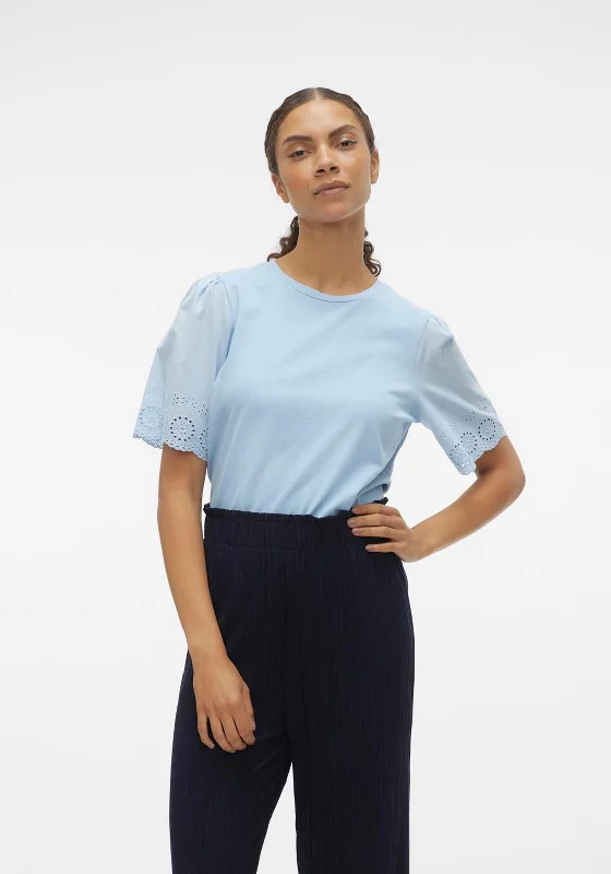 Take Advantage Vero Moda Emily Broderie Sleeve Top, Dutch Canal