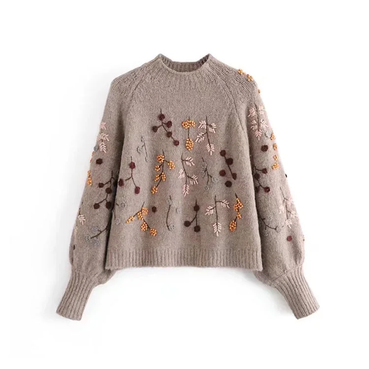 Buy More, Save More Stitched Beaded embroidered sweater Pullover Sweater  7740