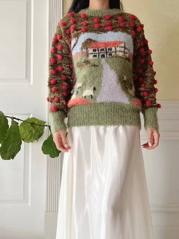 Weekend Savings Spectacular Vintage Mohair Scenic Sweater