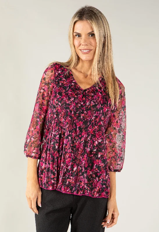 Major Savings Rose Printed Lace Top