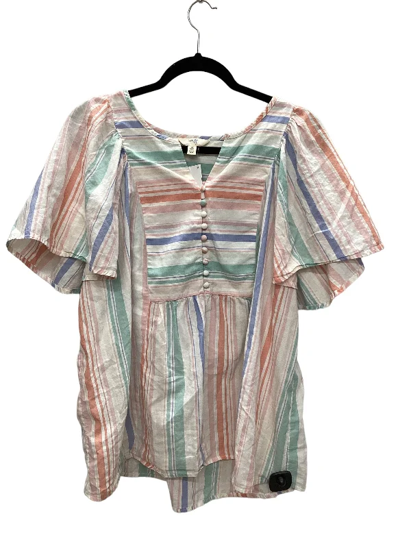 Striped Pattern Top Short Sleeve Terra & Sky, Size Xl