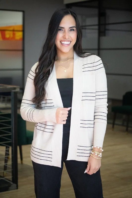 Discount Days Doing Just Fine Oatmeal Striped Cardigan
