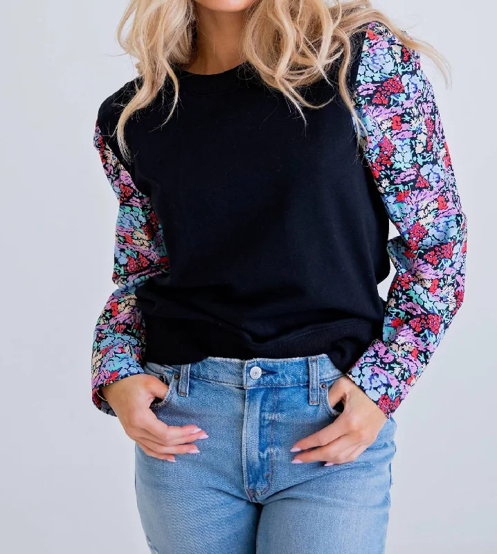 Final Markdown Floral Poplin Sweatshirt In Black