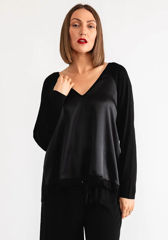 Deal Alert Malissa J Contrast Panel V Neck One Size Top, Black