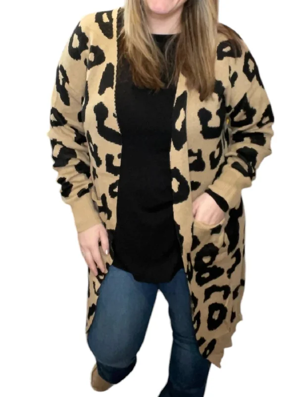 Fantastic Offers Leopard Cardigan In Taupe