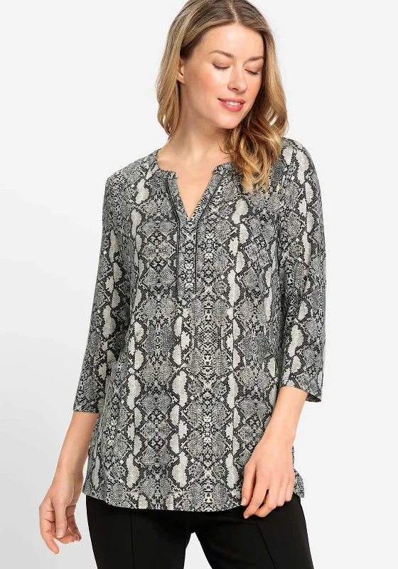 Weekend Extravaganza: Shop Now Olsen Hannah Snake Print Tunic Top, Grey
