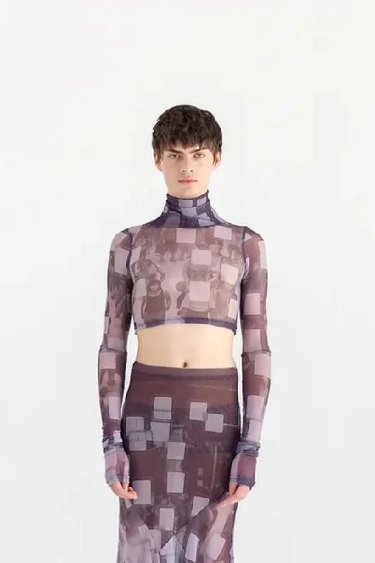Price Cut Mesh Turtleneck Top | Sentinel