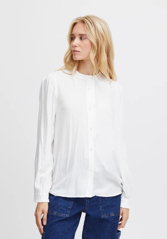 Weekend Offers That Shine Ichi Gemano Frill Trim Blouse, Cloud Dancer