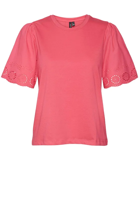 Overstock Vero Moda Emily Broderie Sleeve Top, Raspberry Sorbet