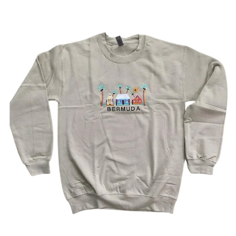 Super Savings Embroidered Houses Crewneck Sweatshirt