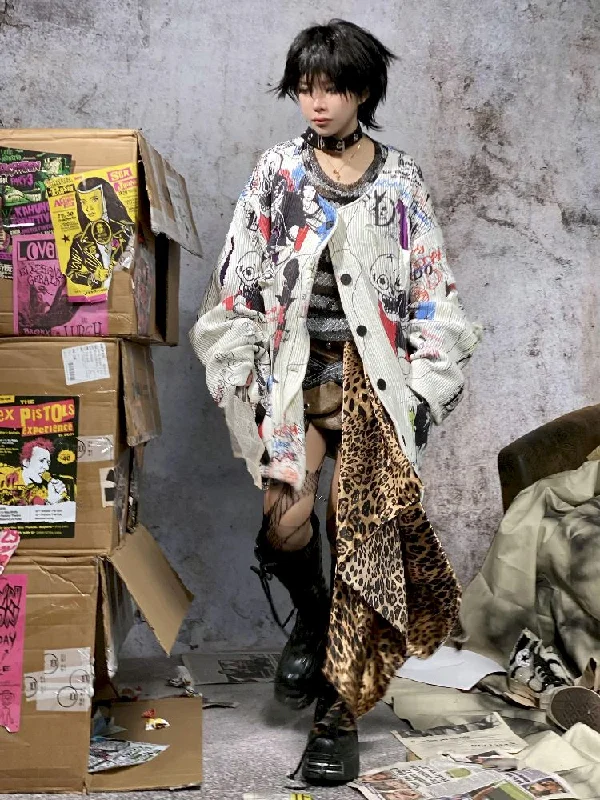 Closeout Deal Hand-Painted Woolen Knit Jacket [S0000010877]