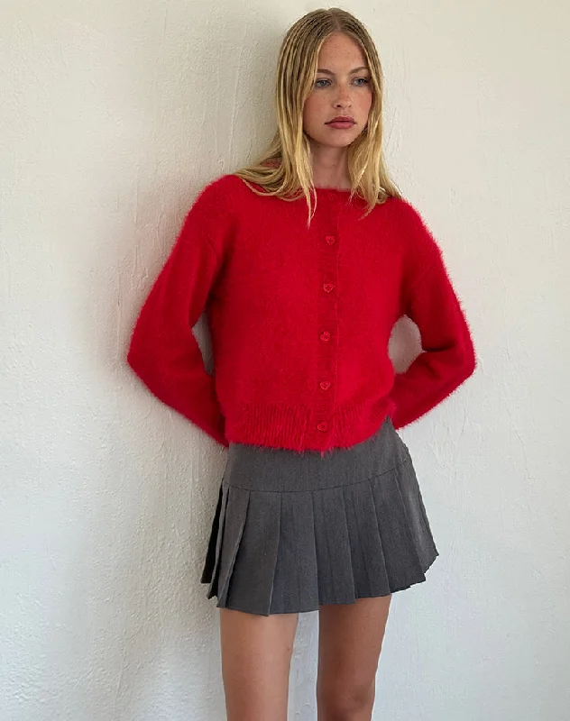 Price Reduction Audrina Cardigan in Fluffy Red