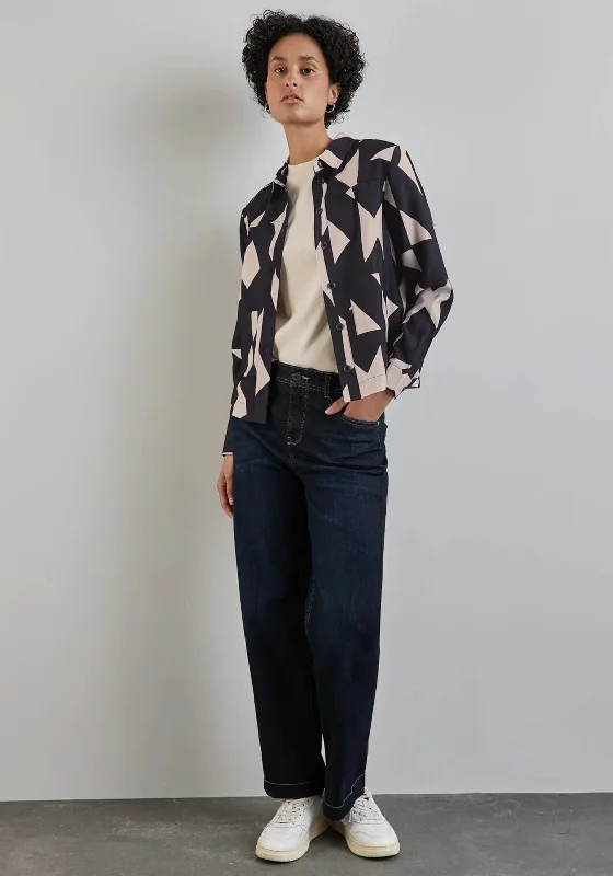 Shop the Weekend Away Street One Abstract Pattern Pocket Blouse, Blue