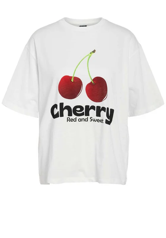 Discount Deals Noisy May Millie Cherry Short Sleeve T-Shirt, White