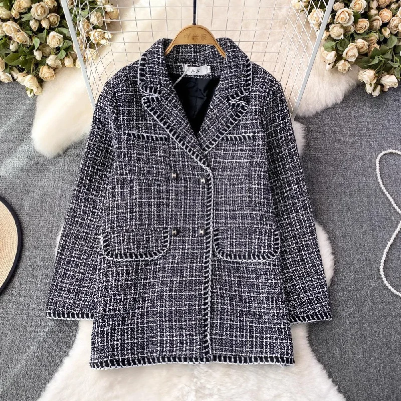 Plaid Women Korean Style Coat    S4016