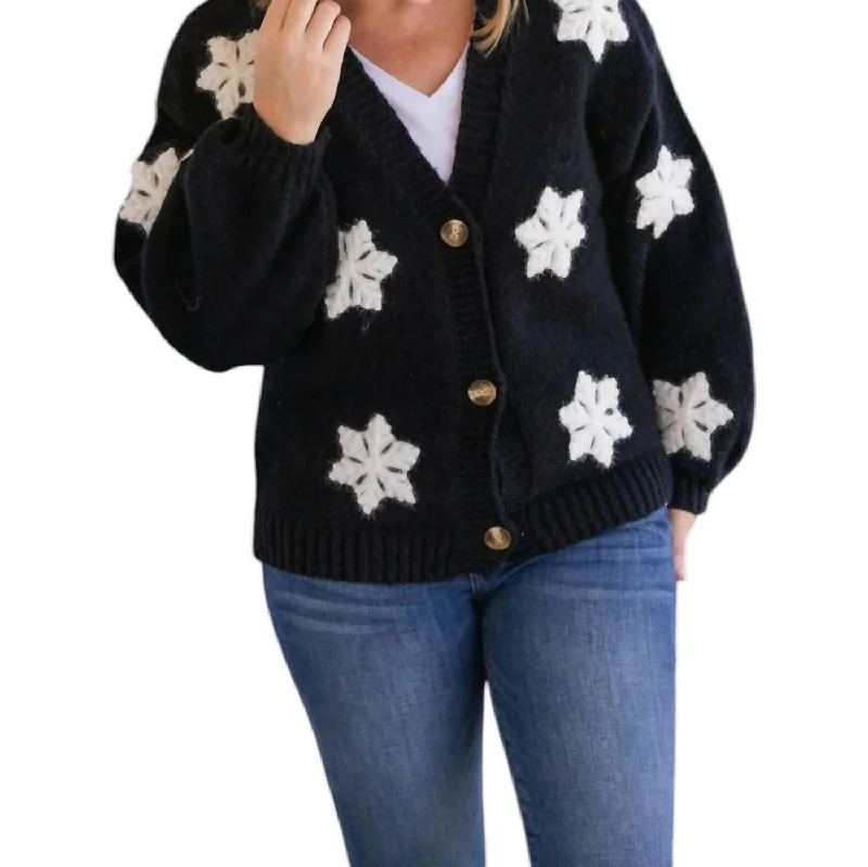 Best Deals Snowflake Cardigan In Black