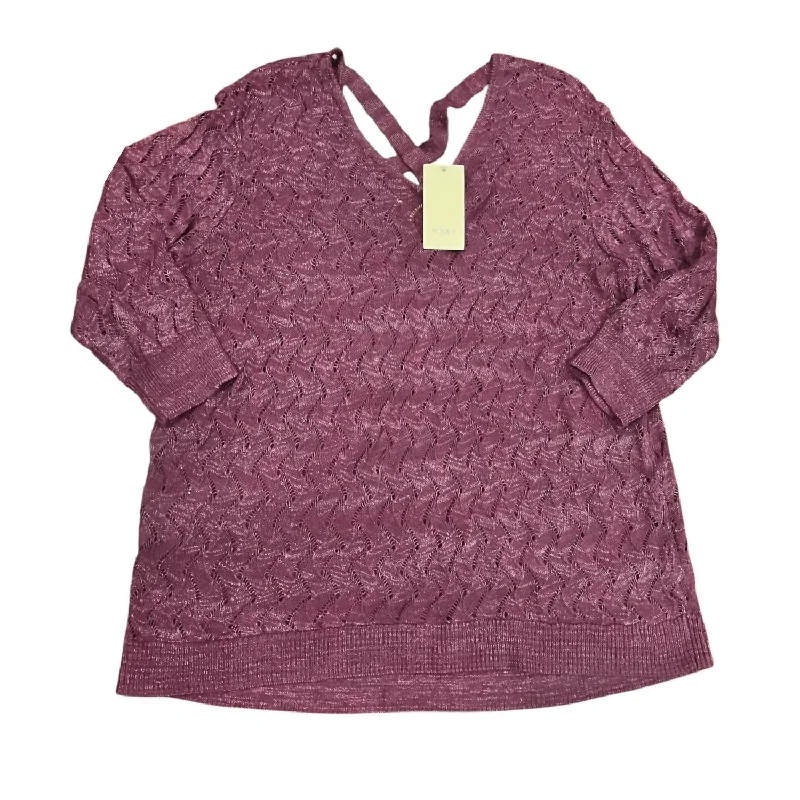 Get It Before It’s Gone Women's Knit Textured V Neck Sweater In Purple Phlox