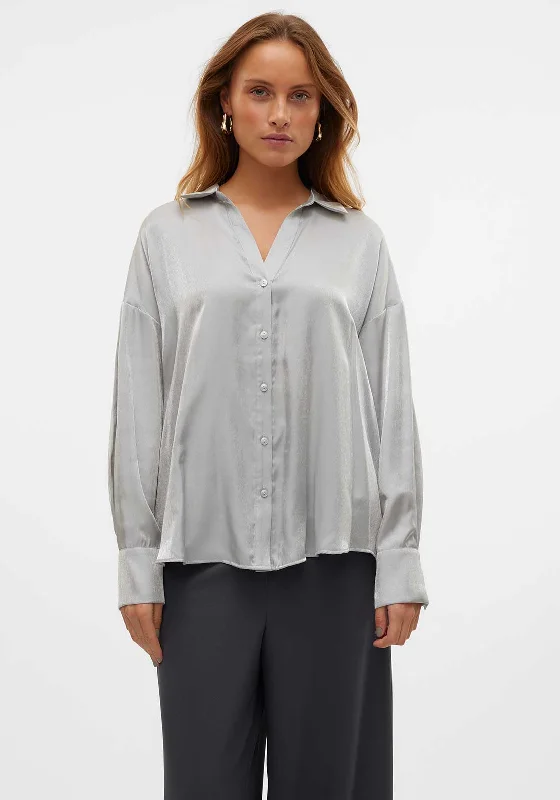 Super Sale Vero Moda Queeny Metallic Shirt, Silver