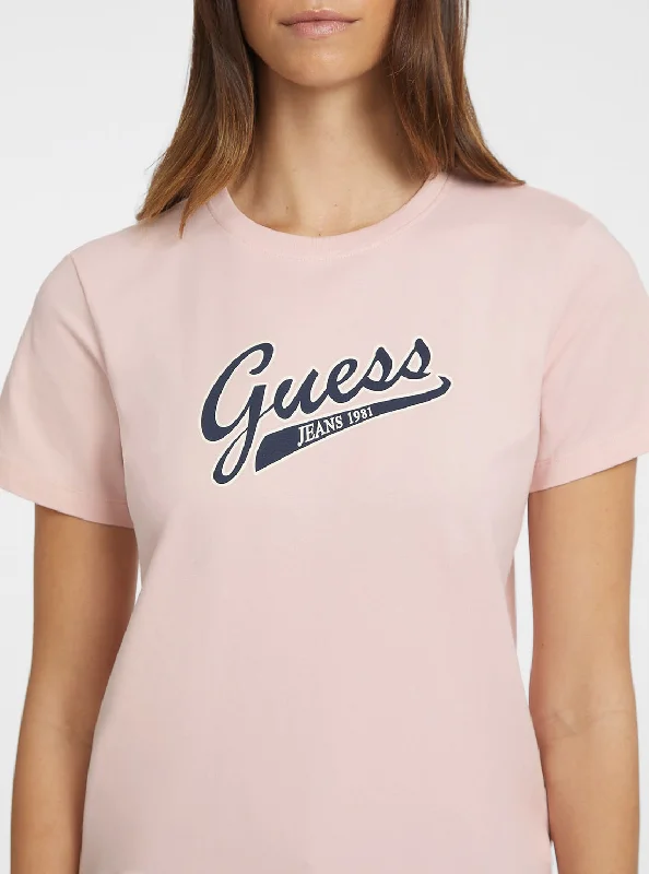 Guess Jeans Light Pink Script Logo T-Shirt