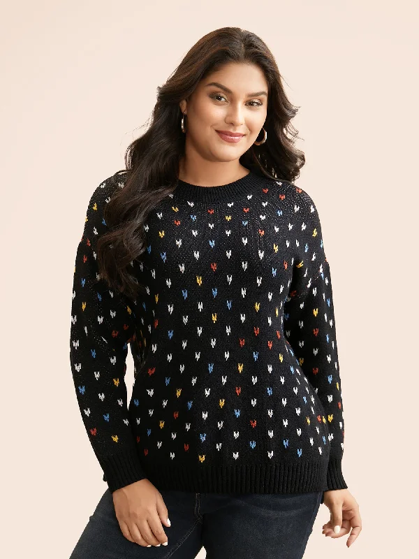 Weekend Deals That Please Polka Dot Texture Split Hem Pullover