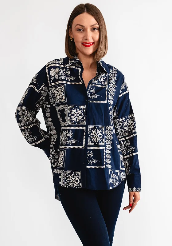 Weekend Offers That Shine Object Dicte Embroidered Shirt, Navy