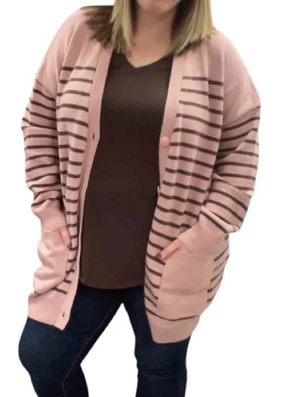 Closeout Oversized Pocket Cardigan In Dusty Pink