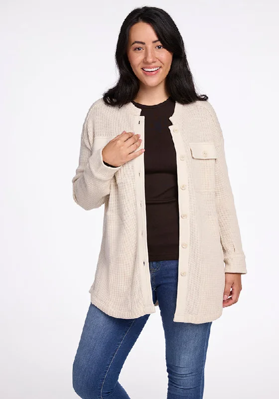 Deep Savings Oaklynn Waffle Shacket - Oatmeal