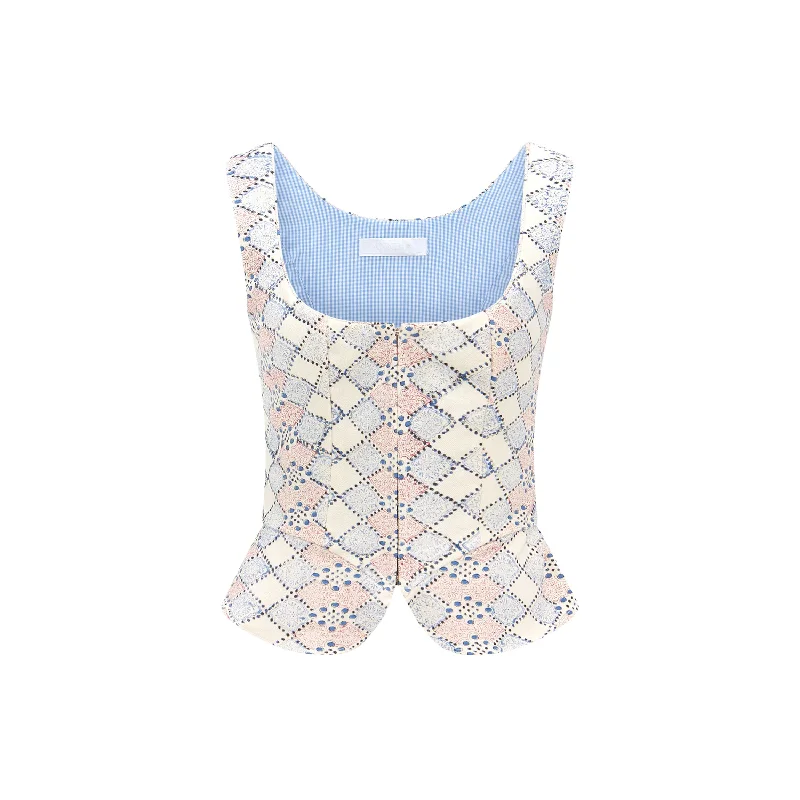 Weekend-Only Price Drops Electra Bodice in Multicoloured Coloured Harlequin Print