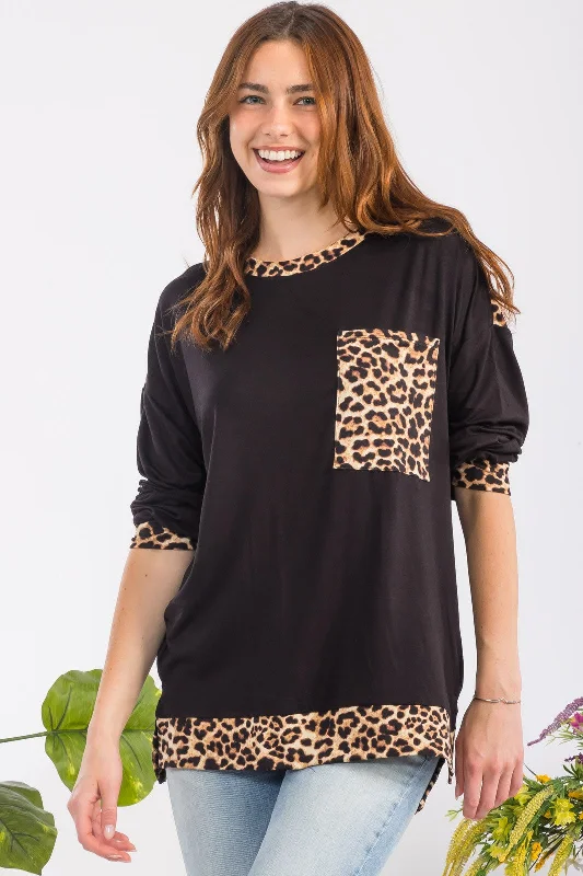 The Best Prices Celeste Full Size Leopard Round Neck Dropped Shoulder T-Shirt