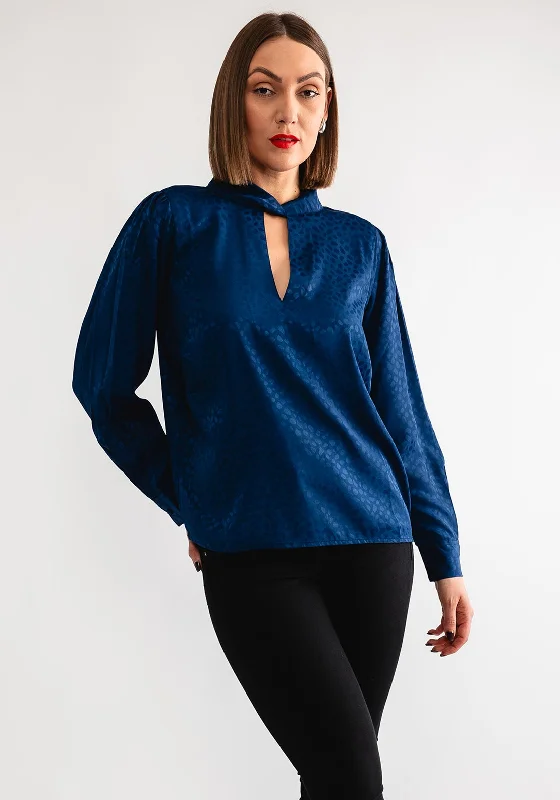 Clearance Event Tiffosi Stephanie Spot Print Satin Blouse, Dark Blue