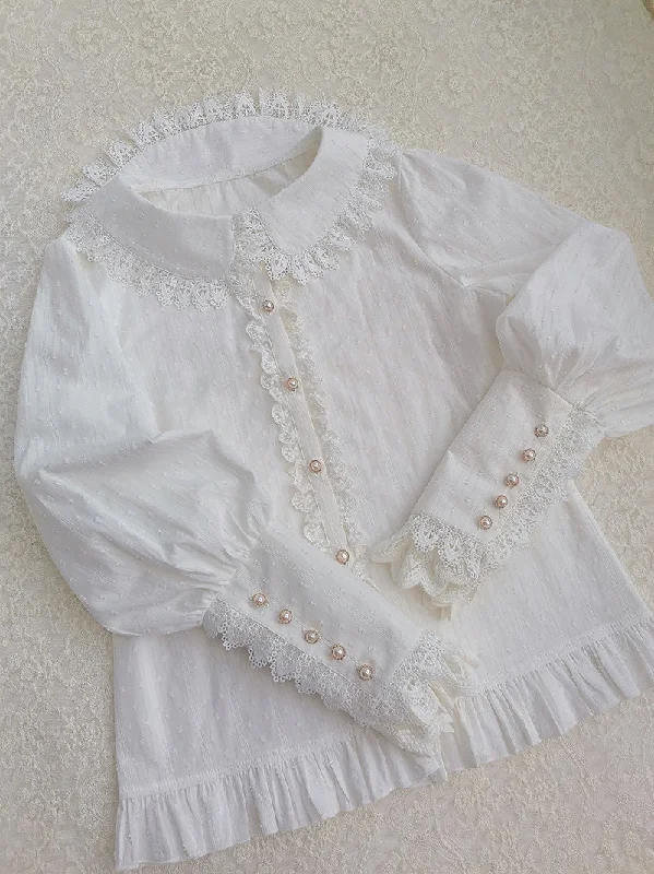 Yilia~Sweet Lolita Peter Pan Collar  Cotton Blouse