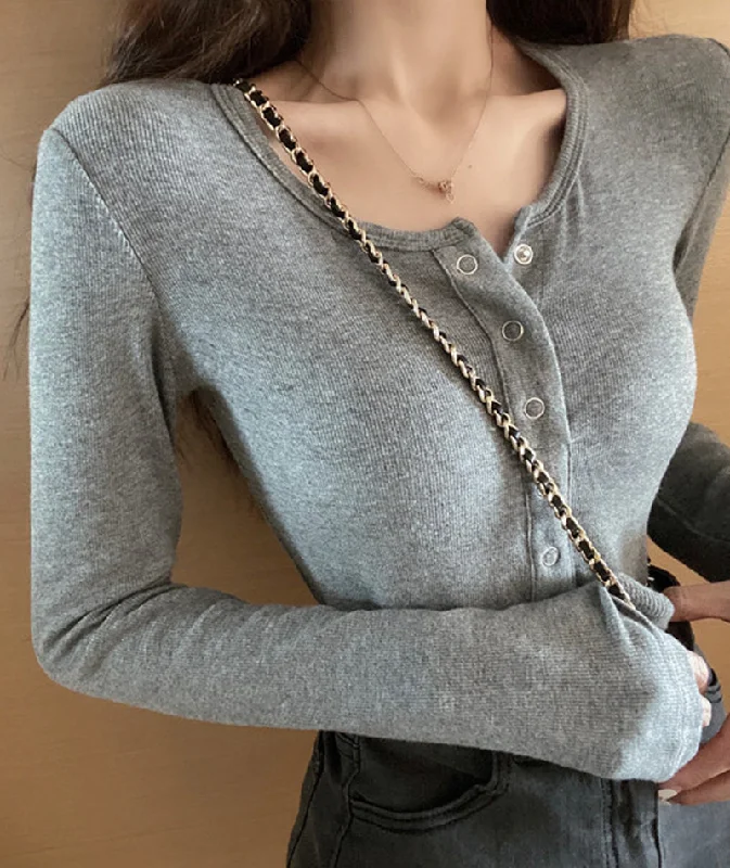 Best Bargains Gray long-sleeved corset cropped top  321