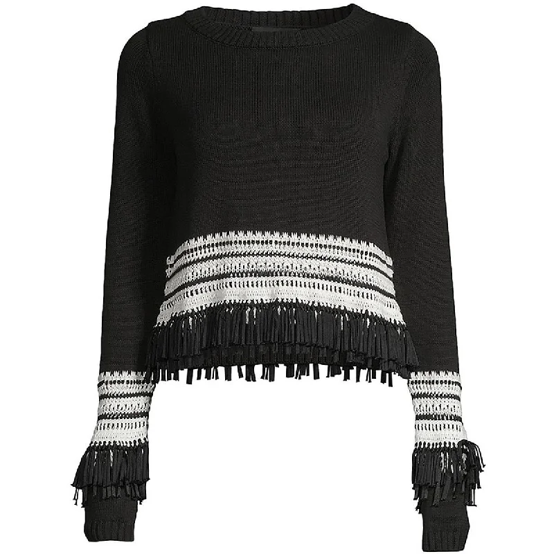 Year-End Clearance Womens Fringe Trim Knit Pullover Sweater