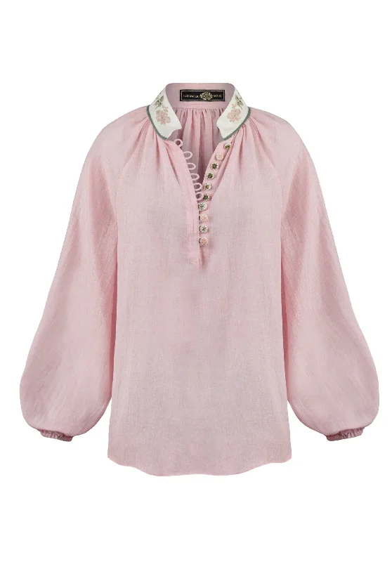 Can't Miss Ivy Blouse in Pink & White