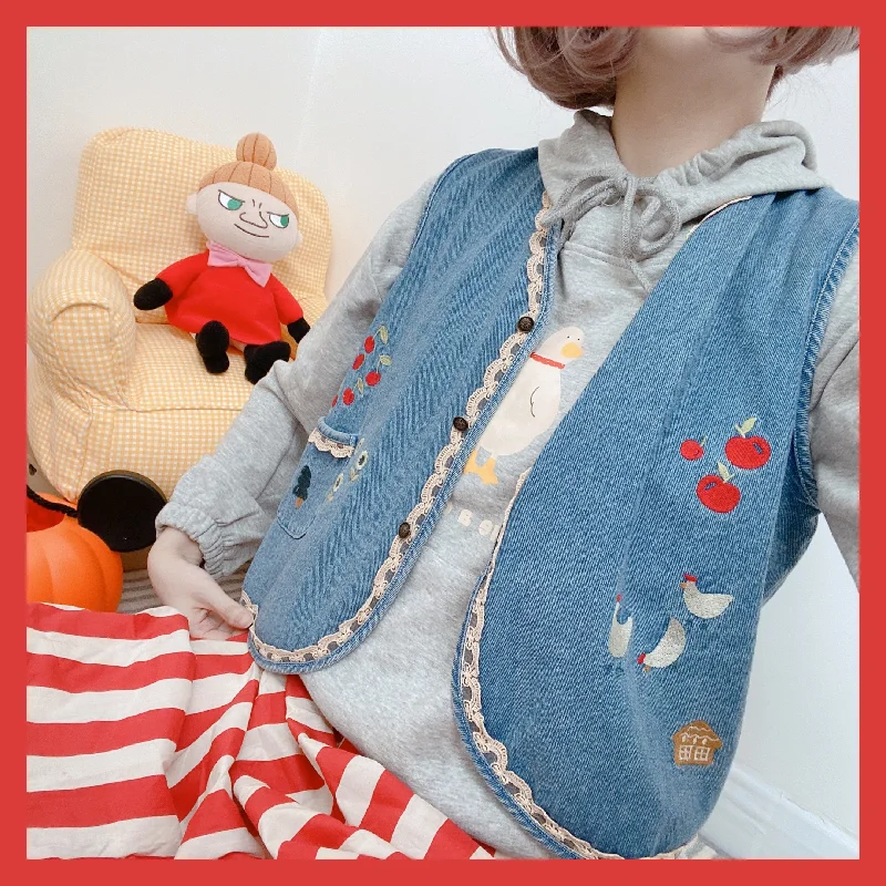 Weekend Specials to Enjoy Cute Embroidered Denim Vest  PL52508